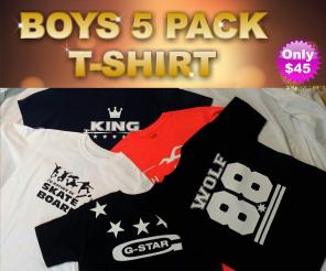 Boys 5 Pack Custom Printed T-shirts