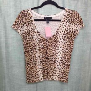 INC Leopard Print Short Sleeve Knit