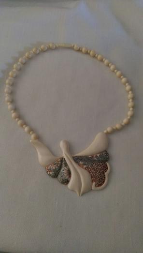 Vintage Etched Ivory Necklace
