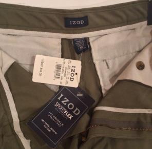 NWT IZOD 34/32 Surplus Green Khakis