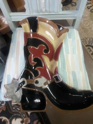 Ceramic Glass Cowboy Boot Party Tray