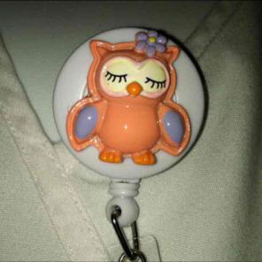 Sleeping Owl ID Badge Holder Nurse RN MD