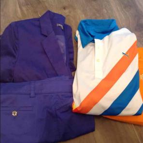 Jacket, capris, golf shirt & shorts
