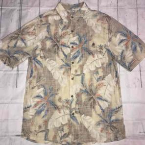 Batik Hay Hawaii Shirt Tan Tropical Sz M