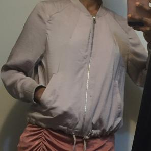 Blush Pink Nude Bomber Jacket Silky