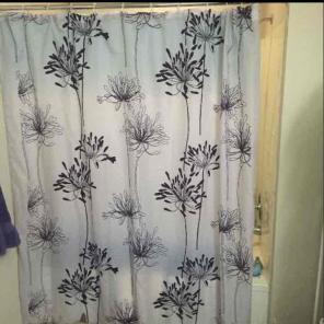 Purple velvet flower shower curtain