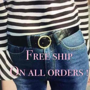 Black faux leather belt