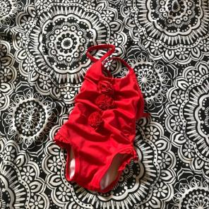 Red Flower Baby Swimsuit