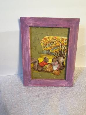 Woodland Squirrel vintage framed picture