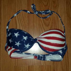 NWOT American Flag Push-Up Bikini Top