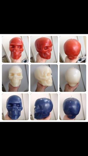 Red White And Blue Candle Skulls