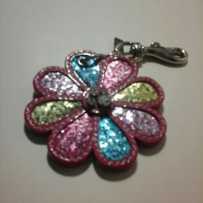 Coach Glitter Flower Jeweled Keychain