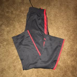 Men's Grey And Red Stripped Sweats