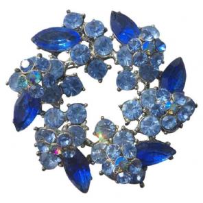 Blue stone round Flower Pin