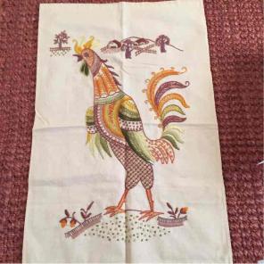 Vintage towel rooster appliqué