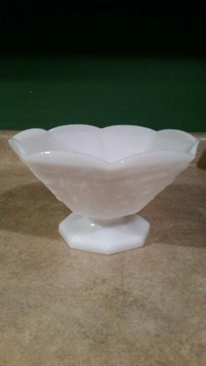 Vintage Milk Glass Bowl W/Grape Design