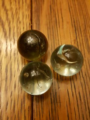 3 Vintage Handmade Glass Shooter Marbles