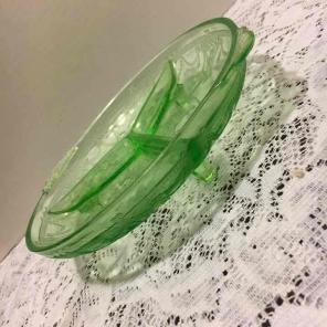 VTG Green Depression Glass Trinket Dish