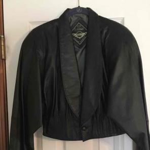 Black leather short jacket