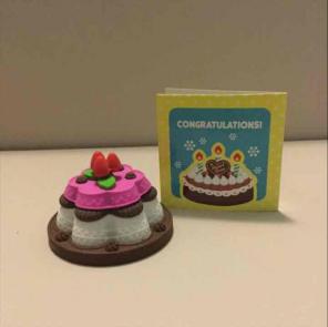 Kawaii Pudding Cake Eraser with card