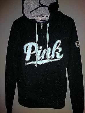 VS PINK SPECKLED HOODED SWEATER