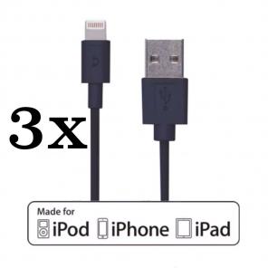 3x Black iPhone Charger Cable Wire Cord