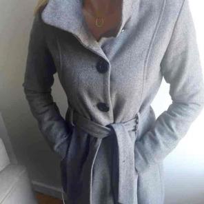 Gray Wool belted coat