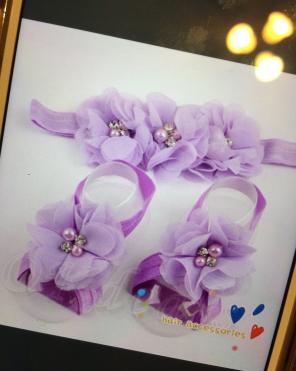 Barefoot Infant Flower Sandals Set