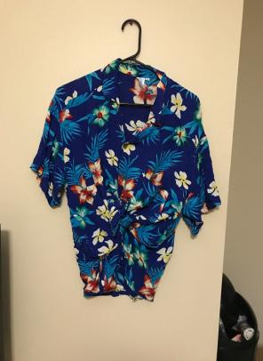 Vintage Blue Tropical Hawaiian Shirt