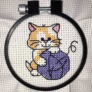 Kitten Playing with Yarn Cross Stitch