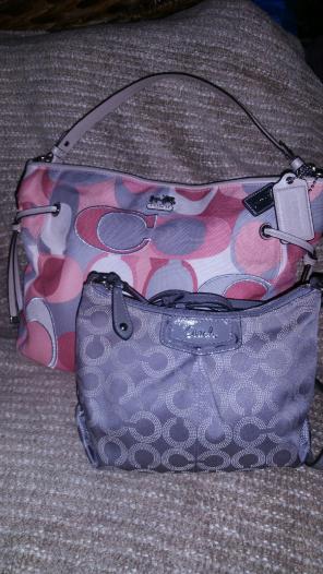 2 Coach Bags Crossbody Hobo Pink Gray