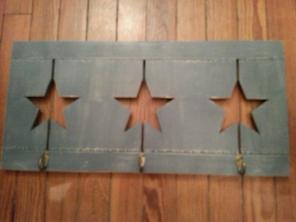 Large distressed wood coat rack with sta