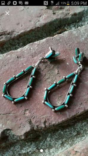 Zuni Turquoise Sterling Silver Earrings