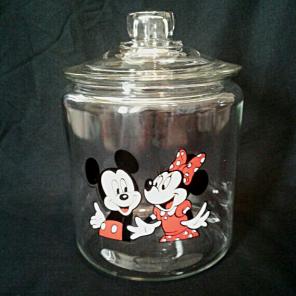 Vtg Mickey Minnie Mouse LARGE Glass Jar