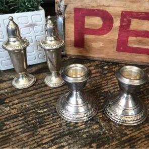 Vintage Sterling Silver Set Pepper Salt