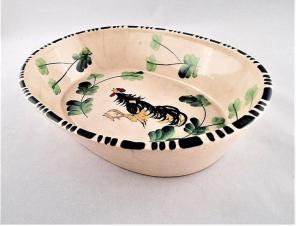 Folk Art Ceramic Oval Pottery Dish