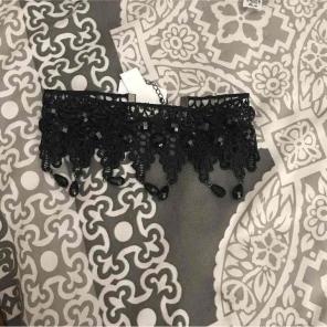 Black lace bling choker