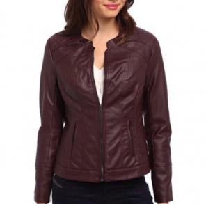 Burgundy Leather Motorcycle Jacket