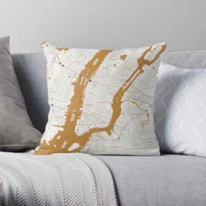 Modern Gold Accent Map Pillow Cover