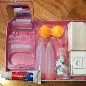 Travel containers, soap and toothpaste