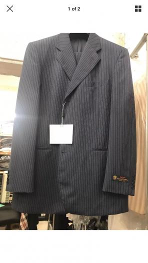 New 44L Men's Blue Suit Italy 100% Wool