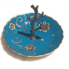 Elegant Gold and Teal Birdie Ring Holder