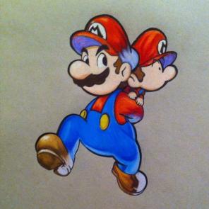 Mario & Baby Mario Drawing 11x14