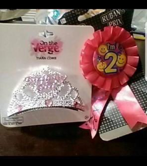 Birthday tiara and I'm 2 birthday ribbon