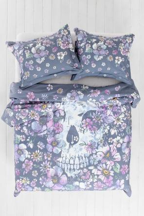 Plum And Bow Floral Skull Duvet king