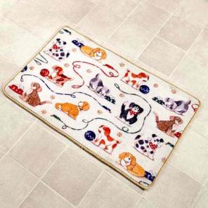 Playful Dog Dish Rug Bath Mat