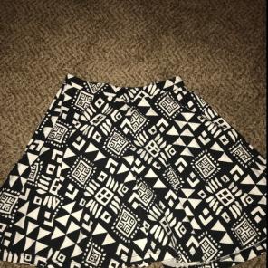 Black & White Tribal Print Skater Skirt