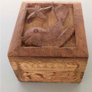 Handmade carved wooden box 3"x2" craft