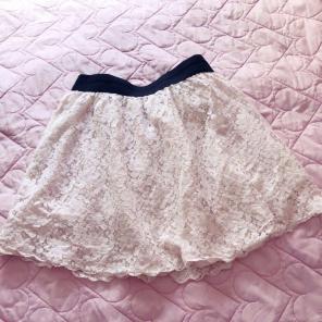 Off White Lace Skater Skirt