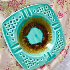 Vintage Retro Turquoise Ashtray